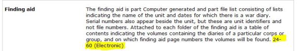 Screen capture of the finding aid section of a record description in Archives Search, identifying the electronic finding aid number. 