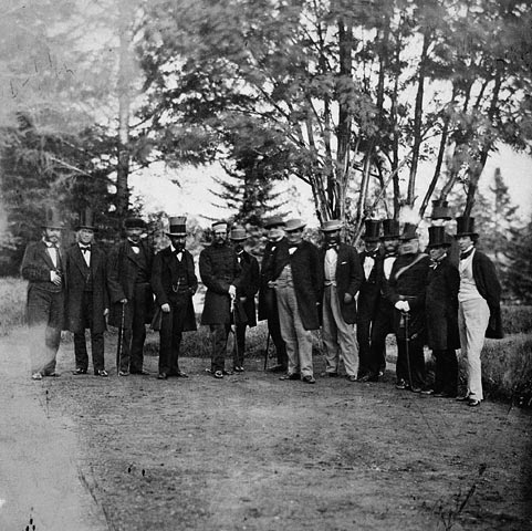 Shown among their peers are the Honourable Sir John A. Macdonald, the Honourable Sir George-Étienne Cartier and Lieutenant-Colonel John G. Irvine