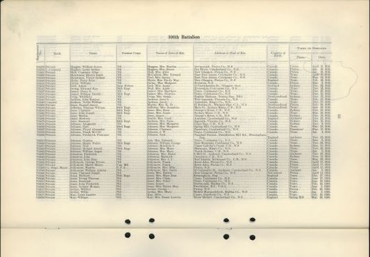 A nominal list showing the regimental number, rank, name, former corps, name of next of kin, address of next of kin, country of birth, and the place and date on which they were taken on strength.