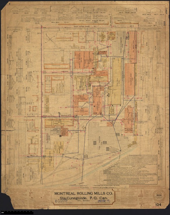 Insurance plan for the Montreal Rolling Mills Co. in 1901, with changes made in 1907.