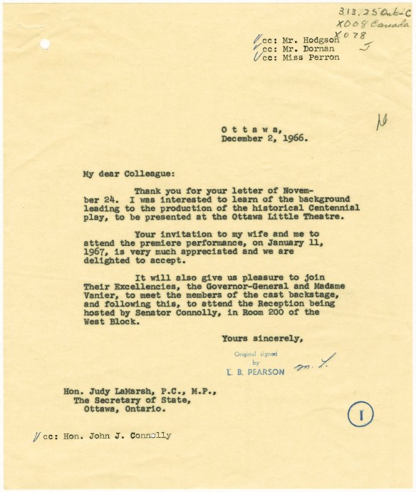 A letter typed and signed by the Prime Minister’s Office. 