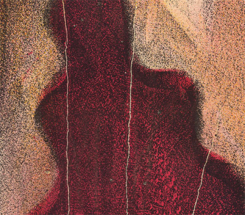 Colour closeup of the poster showing white line crossecting the image.