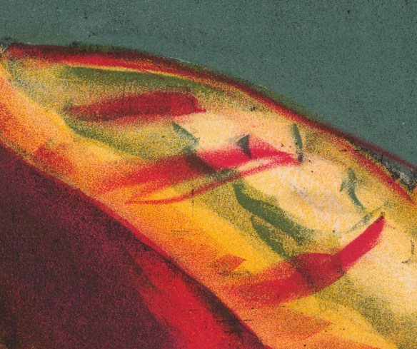 Colour closeup of the poster showing the translucent quality of the image.