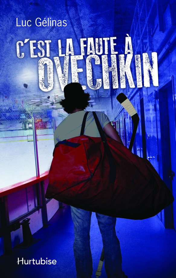 A book cover showing a man walking in a hockey arena carrying a large red duffel bag and a hockey stick.