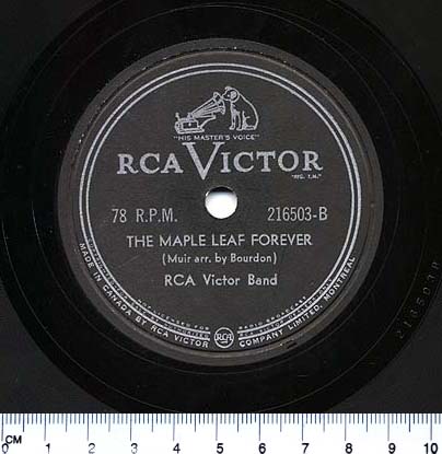 A colour photograph of a record label with RCA Victor on it with the dog and gramophone logo.