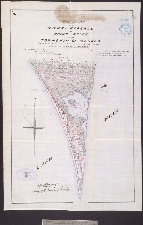 A black-and-white “Plan of the Naval Reserve at Point Pelee in the Township of Mersea..."