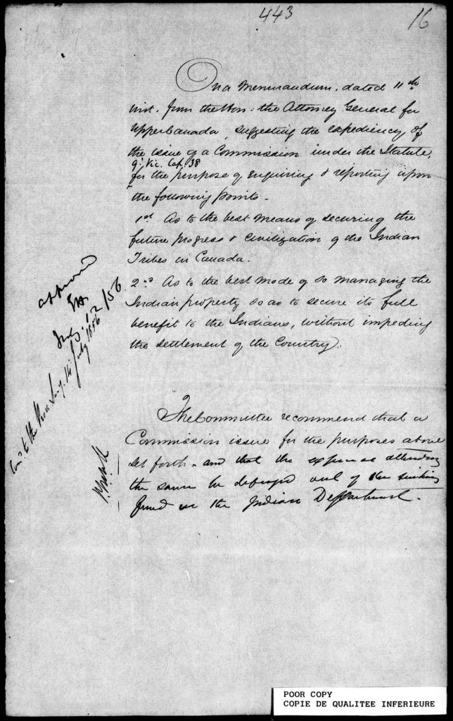 A microfilmed page with handwritten text from RG1 E 8 volume 60, page 443.