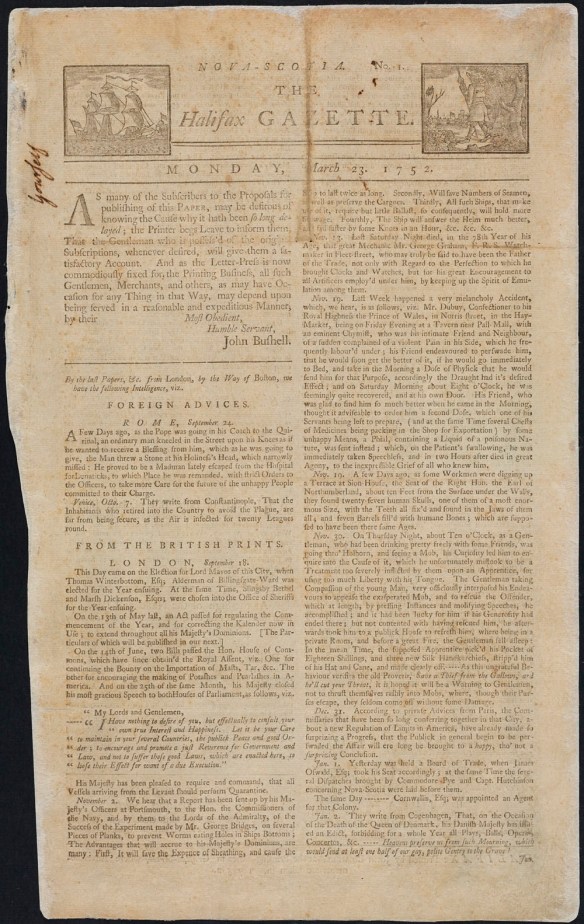 A colour reproduction of the cover page of a newspaper. The newsprint is creased near the top and sepia-tinged. 