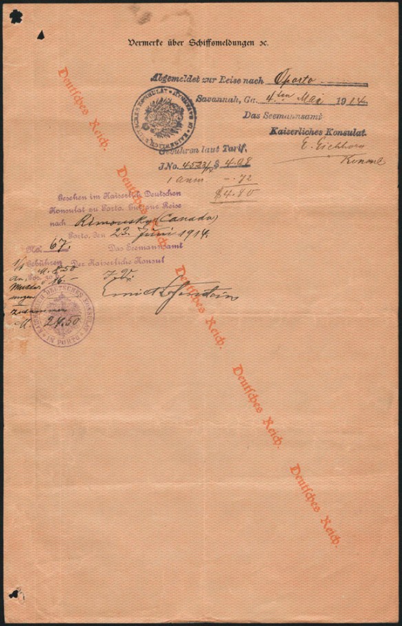 Document written in German. The document features a diagonal watermark from left to right that reads Deutsches Reich (German Empire). 