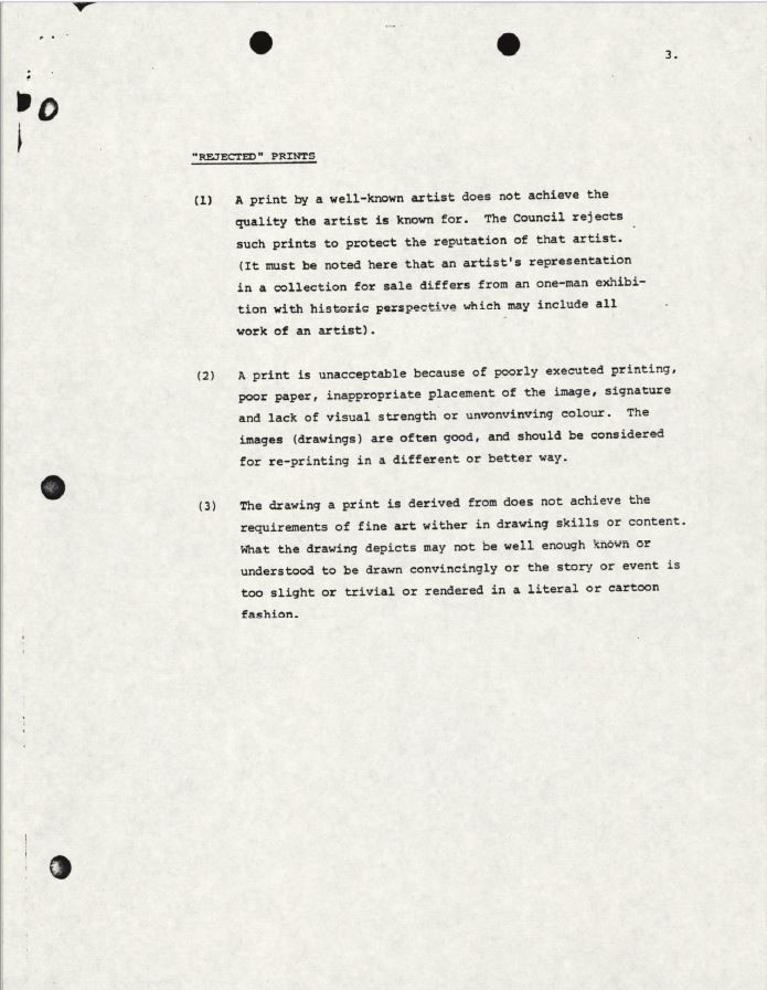 A document with three typed paragraphs under the title “Rejected” Prints.