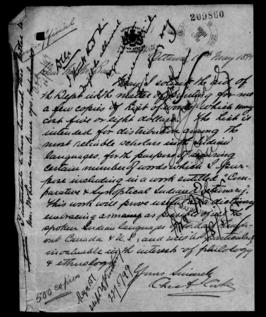 A page with handwriting and stamps. At the bottom, it is signed “Yours sincerely, Charles Cooke.”