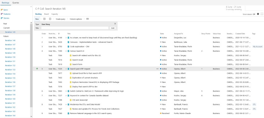 A screen shot with numbered iterations on the left and items on the right.