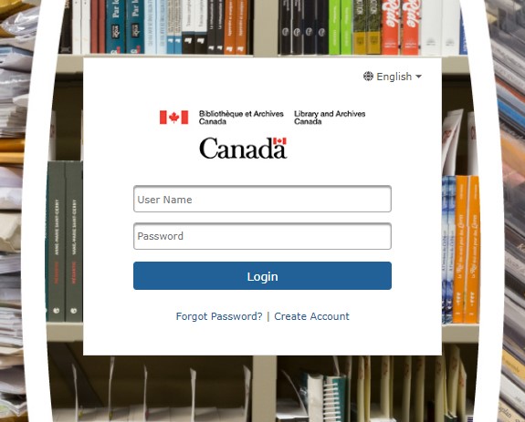 A white box with fields for User Name and Password and a login button. In the background are book spines of various colours. 
