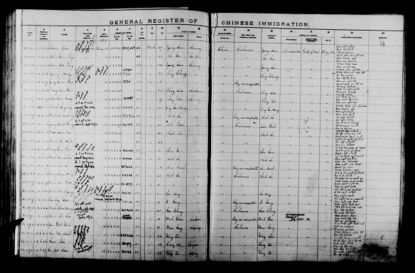 Black-and-white page from the General Register of Chinese Immigration. The page shows a table with 25 rows of handwritten entries for individuals who arrived in Canada in May 1899.