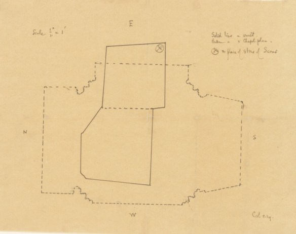 Map showing the wartime hiding place of the Coronation Stone in the crypt beneath Westminster Abbey’s Islip Chapel.