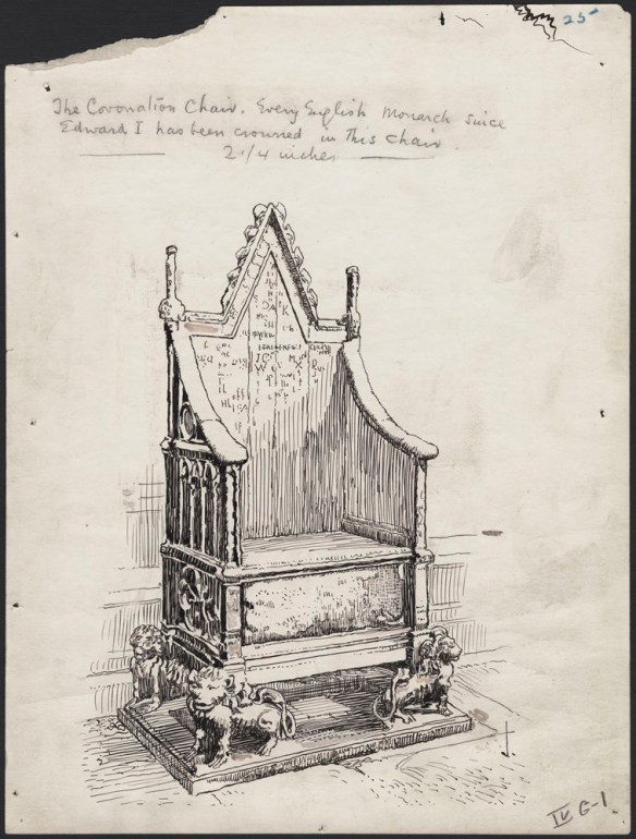 Drawing of the Coronation Chair and Stone.