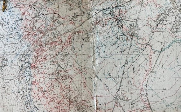 Cardboard map detailing the Western Front at Vimy Ridge.
