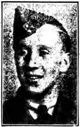 A black and white picture of a young man in his military uniform.