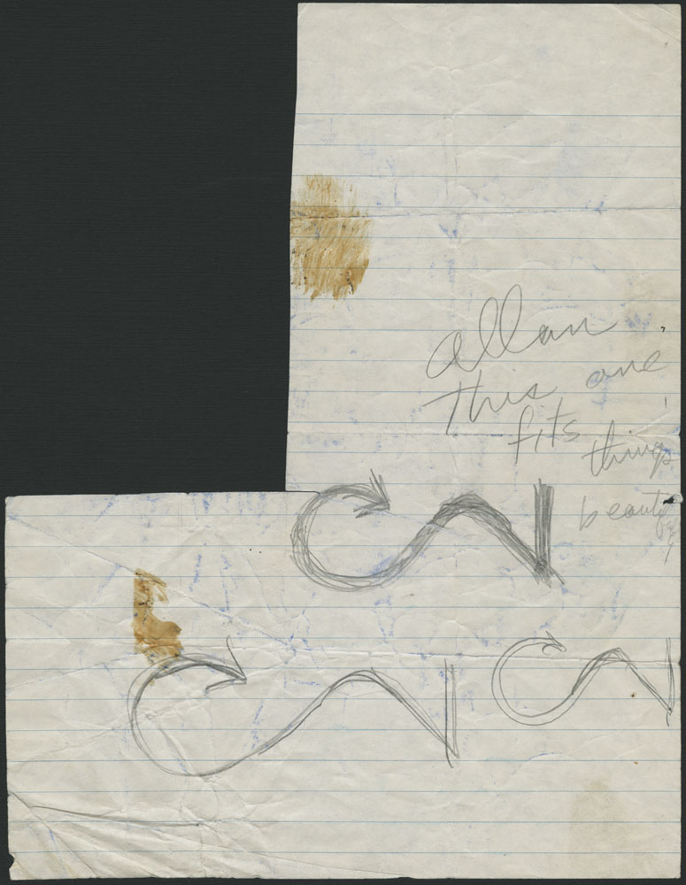 CN logos all over a page with a note saying, “Allan, this one fits things beautifully.”